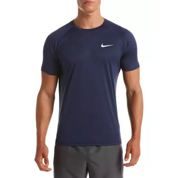 Nike Essential Short Sleeve Hydroguard Navy Swim Shirt Size S - Picture 1 of 5